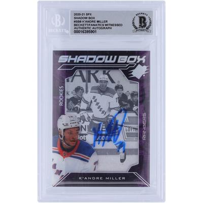 K'Andre Miller, New York Rangers, signierte 2020–21 Upper Deck SPX Shadow Box #SB-8, Beckett Fanatics bezeugte authentifizierte 10 Rookie-Karte Image