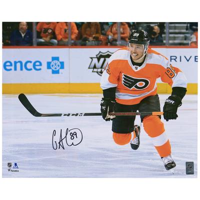 Signiertes Skating-Foto von Cam Atkinson (Philadelphia Flyers), 16 x 20 Zoll, orangefarbenes Trikot Image