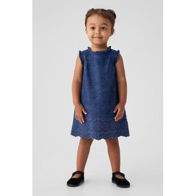 Gap Girls Blue DÔEN Eyelet Denim Dress (6-12 months) - Blue