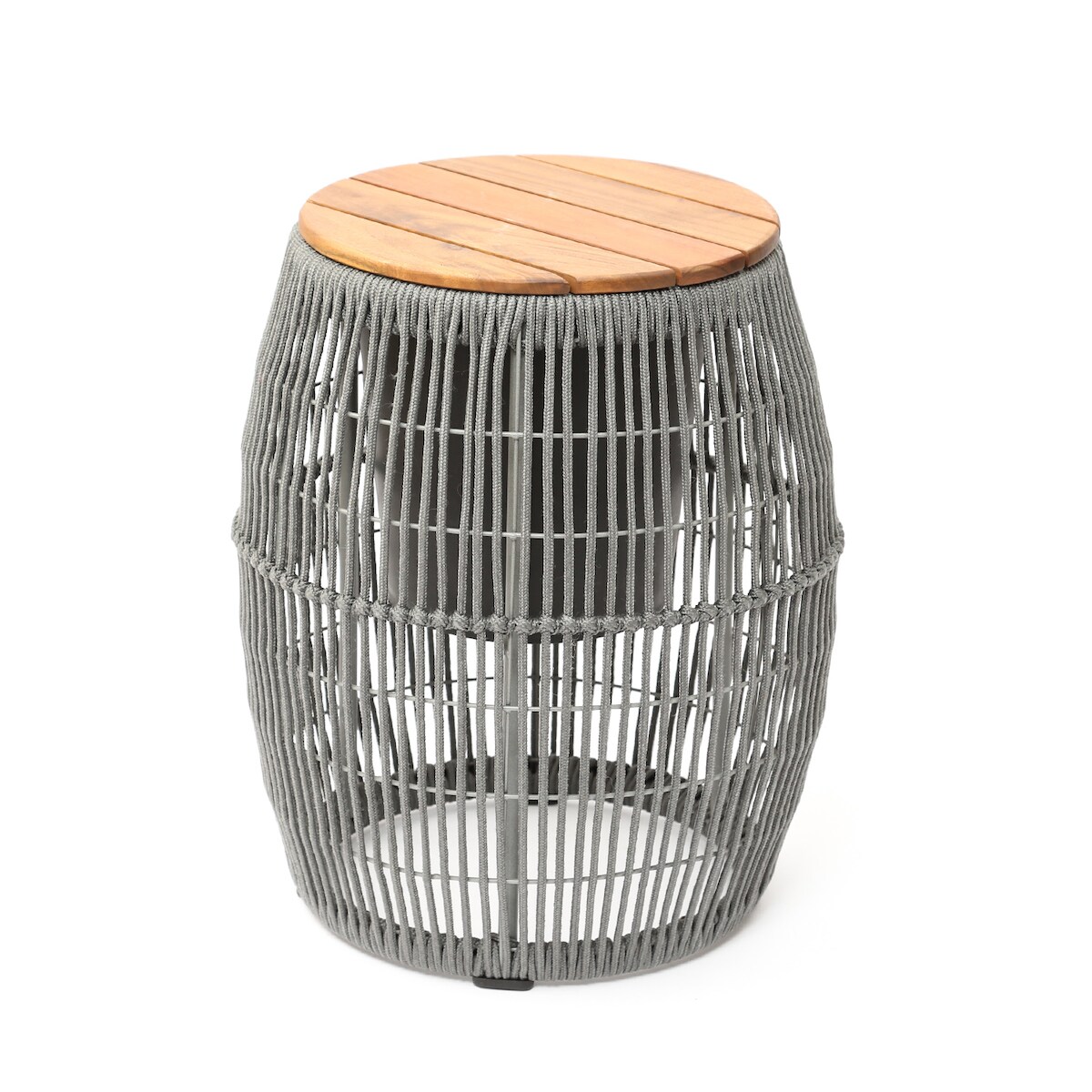 MARELIDA Beistelltisch Gartentisch oval fassförmig Gartenmöbel mit Behälter 49cm grau Image