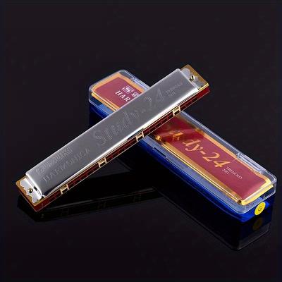 TEMU Japanese For Harmonica 24-hole Double Key Professional Adult Beginner Student Teaching Performance Instrument