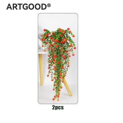 TEMU Artgood® 2pcs/3pcs Set Eucalyptus With Floral Decor Greenery For Indoor And Outdoor Wall Garden Wedding Multi-scene Use Without Pot Image