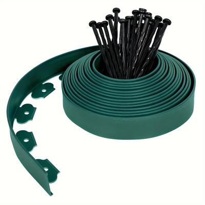 TEMU Subtlety 10m Lawn Edging 5cm Heiht Made Of Pp Plastic, Weatherproof Palisades Roll, Bendable Mowing , Bed Fences With Fixing , Barrier For The Garden Image