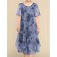 Per donna Plus Size Vestito da festa Abito da cocktail Abito da ospite di nozze Chiffon Retato Multistrato Girocollo Manica corta Floreale Vestito longuette Invitati del matrimonio Cocktail party
