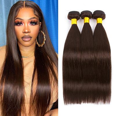 Dark Brown Color #2 Hair Bundles 3pcs Darkest Brown Colored Peruvian Human Hair Tangle Free 10 to 24 Inch Remy Weft Hair