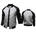 Per uomo Giubbotto bomber Giacca di transizione Giacca College Allenamento Vacanza Maniche in pelle Primavera Autunno Tinta unica Essenziale Regolare Nero Bianco Grigio chiaro Grigio scuro Giacca