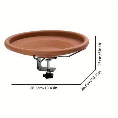 Bird Bath And Feeder Bowl With Adjustable Clamp For Balcony And Garden Railing, Dual-purpose Bird Basin For Bathing And Feeding, Iron Material, Suitable For Species.