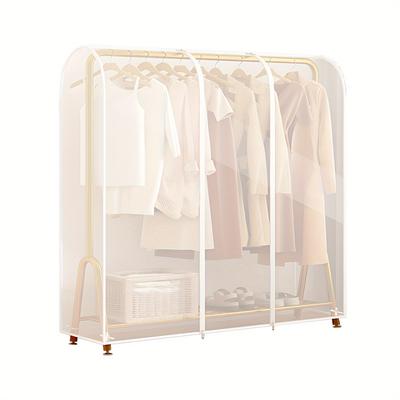 TEMU 1pc Thickened Garment Rack Cover, Translucent Moisture & Dust-proof Clothes Protector With Zippers, For Suits Coats T-shirts, Supplies