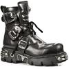 New Rock Silver Cross Biker-Stiefel aus schwarzem Leder-407-S1