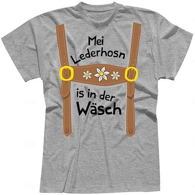 Bier T-Shirt-Ärmel Lederhosen Bedruckt Klassisch Streetstyle Für Unisex Erwachsene Karneval Oktoberfestbier Heißprägen Party Casual Image
