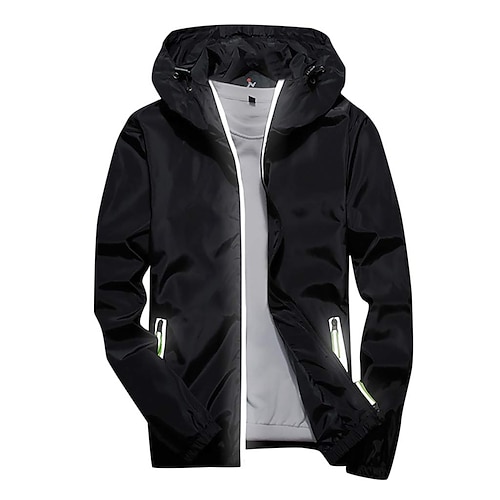 Herren Leichte Jacke Outdoorjacke Sommerjacke Kapuzenjacke Outdoor Freizeit Sport Reflektierend Anti - UV - Beschichtung Mit Kapuze Sommer Frühling Einfarbig Klassisch Marineblau Schwarz Weiß Rote Image
