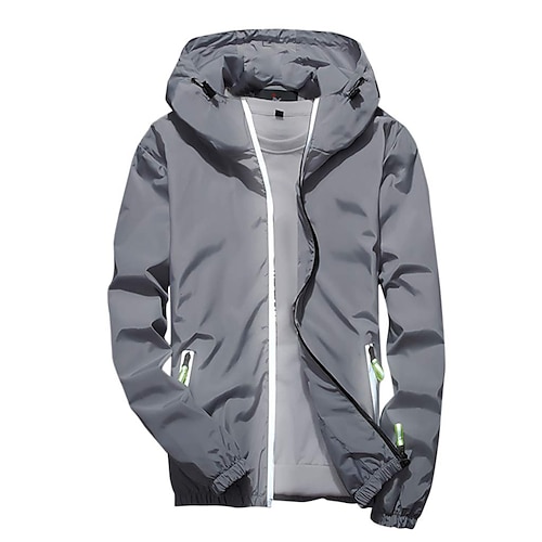 Herren Leichte Jacke Outdoorjacke Sommerjacke Kapuzenjacke Outdoor Freizeit Sport Reflektierend Anti - UV - Beschichtung Mit Kapuze Sommer Frühling Einfarbig Klassisch Marineblau Schwarz Weiß Rote Image