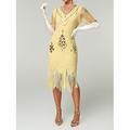 Goldene Zwanziger 1920er Cocktailkleid Flapper Kleid Kleid Abschlussballkleid Der große Gatsby Charleston Pailletten Quastenfransen Kostüm Damen Halloween Karneval Maskerade Karneval Hochzeit