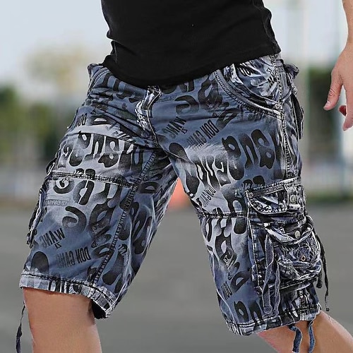 Herren Taktische Shorts Cargo-Shorts Shorts mit Camouflage-Muster Shorts Knöpfe Mehrere Taschen Tarnung tragbar Knielang Outdoor Täglich Campen und Wandern Mode Klassisch Tarnblau Tarngrau Image