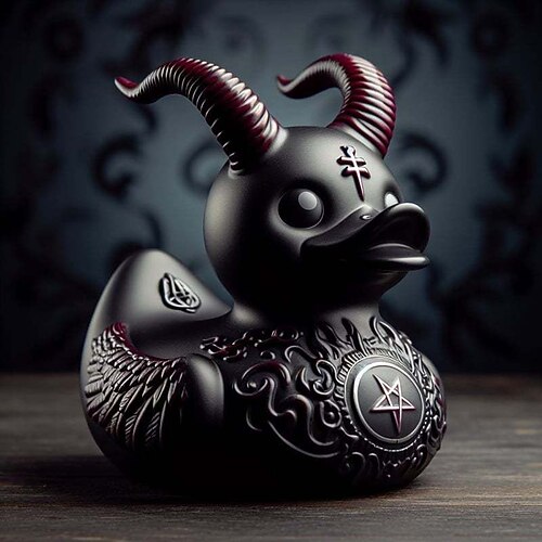 Entenstatue als Deko, Gothic-Satanic-Ente, Gothic-Punk-Harz-Sammelfiguren, Enten, süße kleine Entenstatue, Basteln, neuartige dekorative Satansenten-Ornamente, Halloween-Dekoration Image