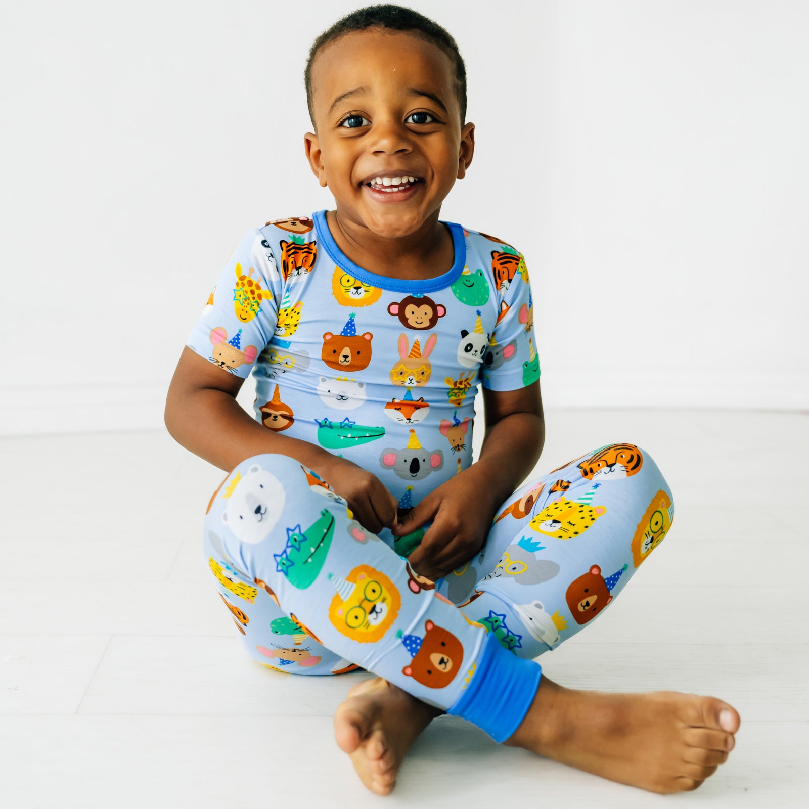 Blue Party Pals Two-Piece Short Sleeve Pajama Set - 12/14