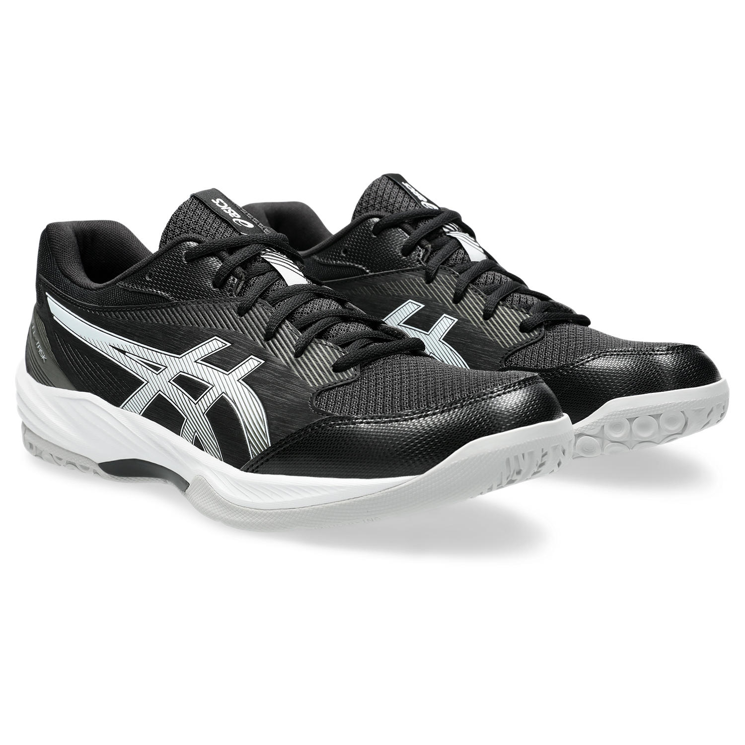 Hallenschuh ASICS "GEL-TASK 4", Herren, Gr. 43,5, schwarz-weiß (schwarz, weiß), Synthetik, Textil, Schuhe Hallenschuh, für Hallensport