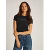 T-Shirt TOMMY JEANS CURVE "TJW SLIM LINEAR TEE EXT", Damen, Gr. 4XL (48), schwarz, Single Jersey, Obermaterial: 100% Baumwolle, unifarben, casual, figurbetont, Rundhals, Kurzarm, Shirts, in Große Größen