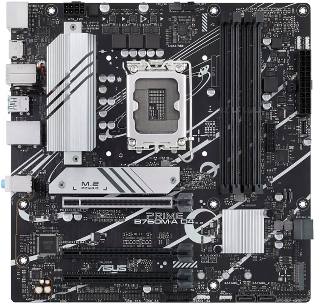 ASUS Mainboard "PRIME B760M-A D4-CSM", schwarz (schwarz, weiß), B:27,4cm H:5,4cm T:26,4cm, Mainboards Image