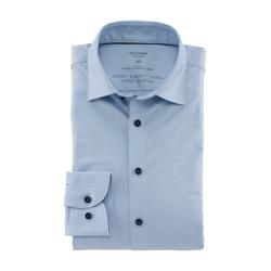 Businesshemd OLYMP "Level Five body fit Jerseyshirt", Herren, Gr. 46, N-Gr, blau (hellblau), Web, Obermaterial: 92% Baumwolle, 8% Elasthan, elegant, schmal, Langarm, Hemden, in Jersey Qualität