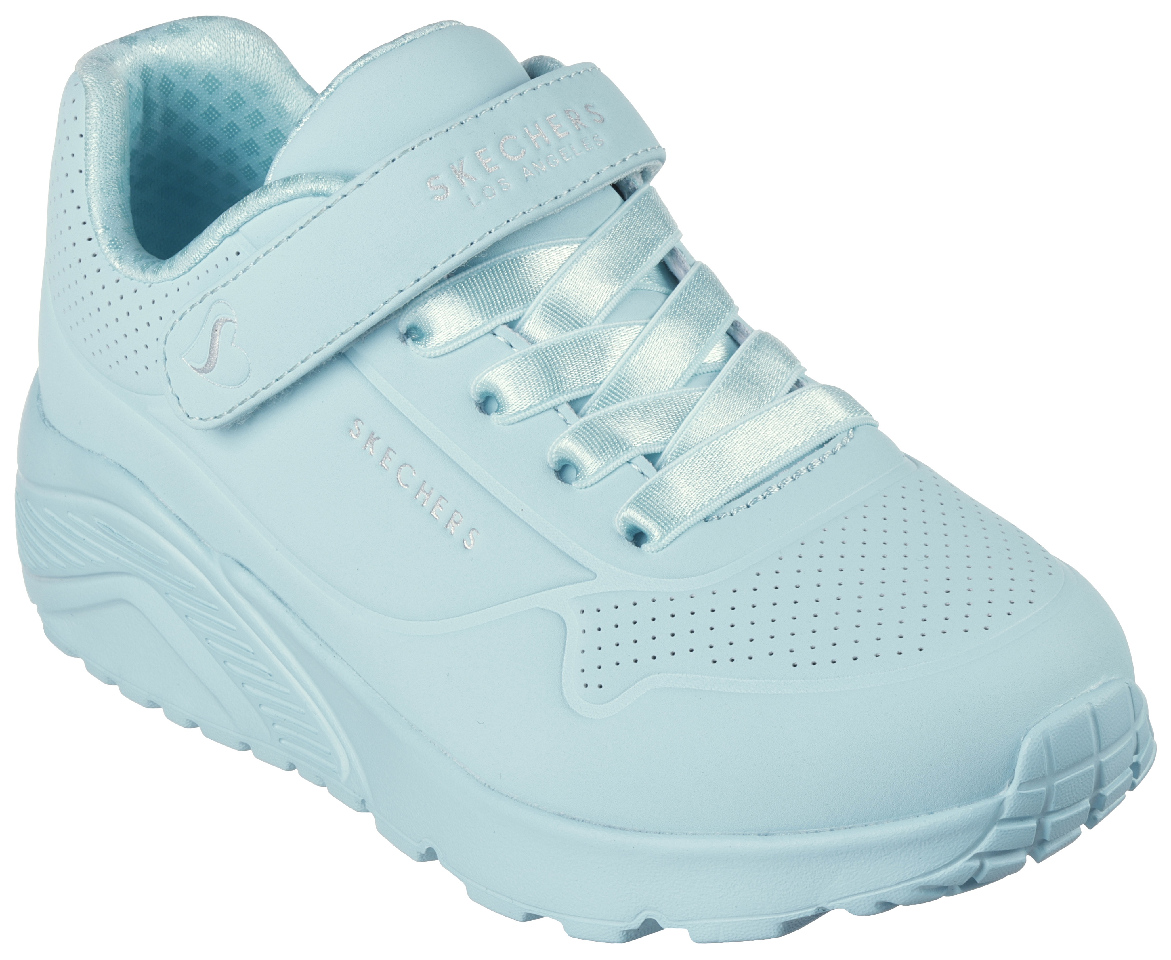 Sneaker SKECHERS "UNO LITE", Kinder, Gr. 32, blau (türkis), Lederimitat, Schuhe, Plateausneaker, Retro Sneaker, Klettschuh im Monochrome Look Image