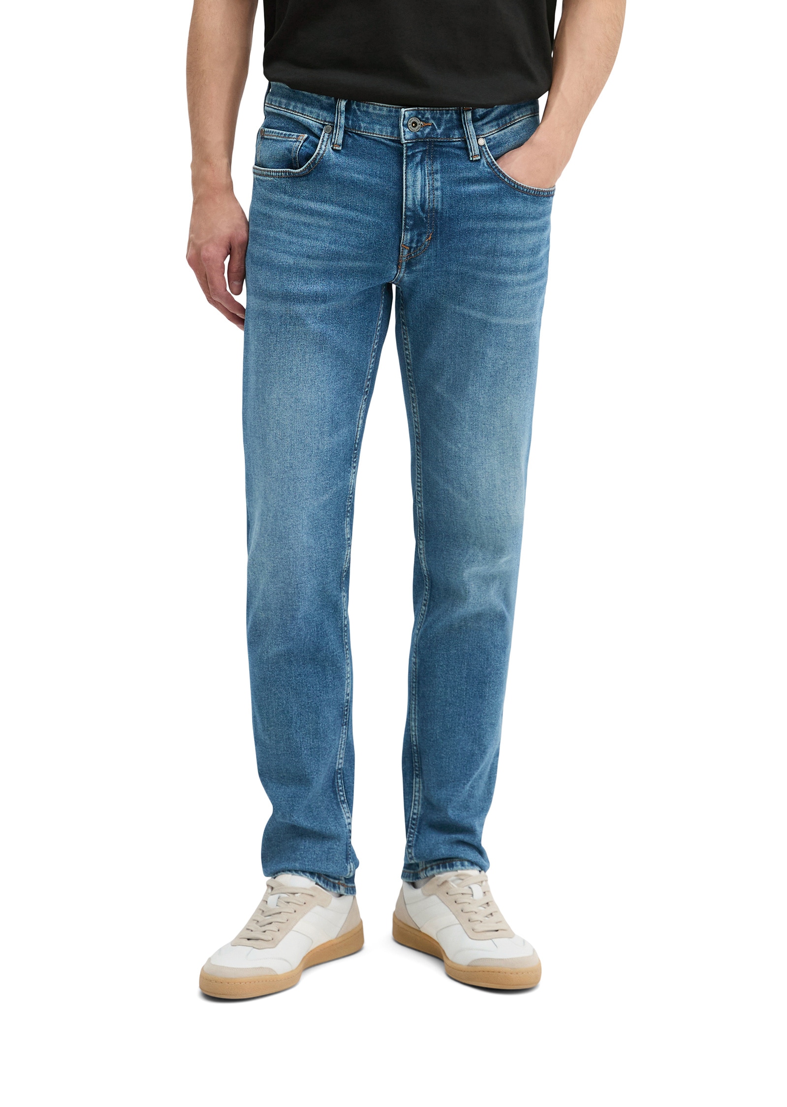 Slim-fit-Jeans MARC O'POLO "aus stretchigem Bio-Baumwoll-Mix", Herren, Gr. 30, Länge 32, blau (retro blau wash), Obermaterial: 90% Baumwolle, 9% Polyester, 1% Elasthan, unifarben, slim fit normal, Jeans Slim-fit-Jeans