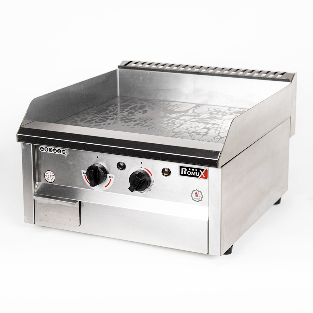 Romux® Elektrisch Grillplatte aus Edelstahl 50 cm Tischgerät Top mit 4 mm glatter Grillfläche für schnelles Aufheizen mit Thermoelement CE Image