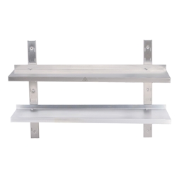 Romux® Doppeltes Verstellbares Wandregal aus Edelstahl 1200x300x660 mm | Wandregal für Küche | Edelstahlboden zur Wandmontage Image