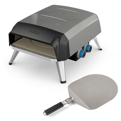 TEFAL Pizzaofen "JM4130 Pizza Pronto", schwarz (edelstahl, schwarz), B:59cm H:27cm T:40cm, Pizzaöfen, mit drehendem Pizzastein und Pizzaschaufel