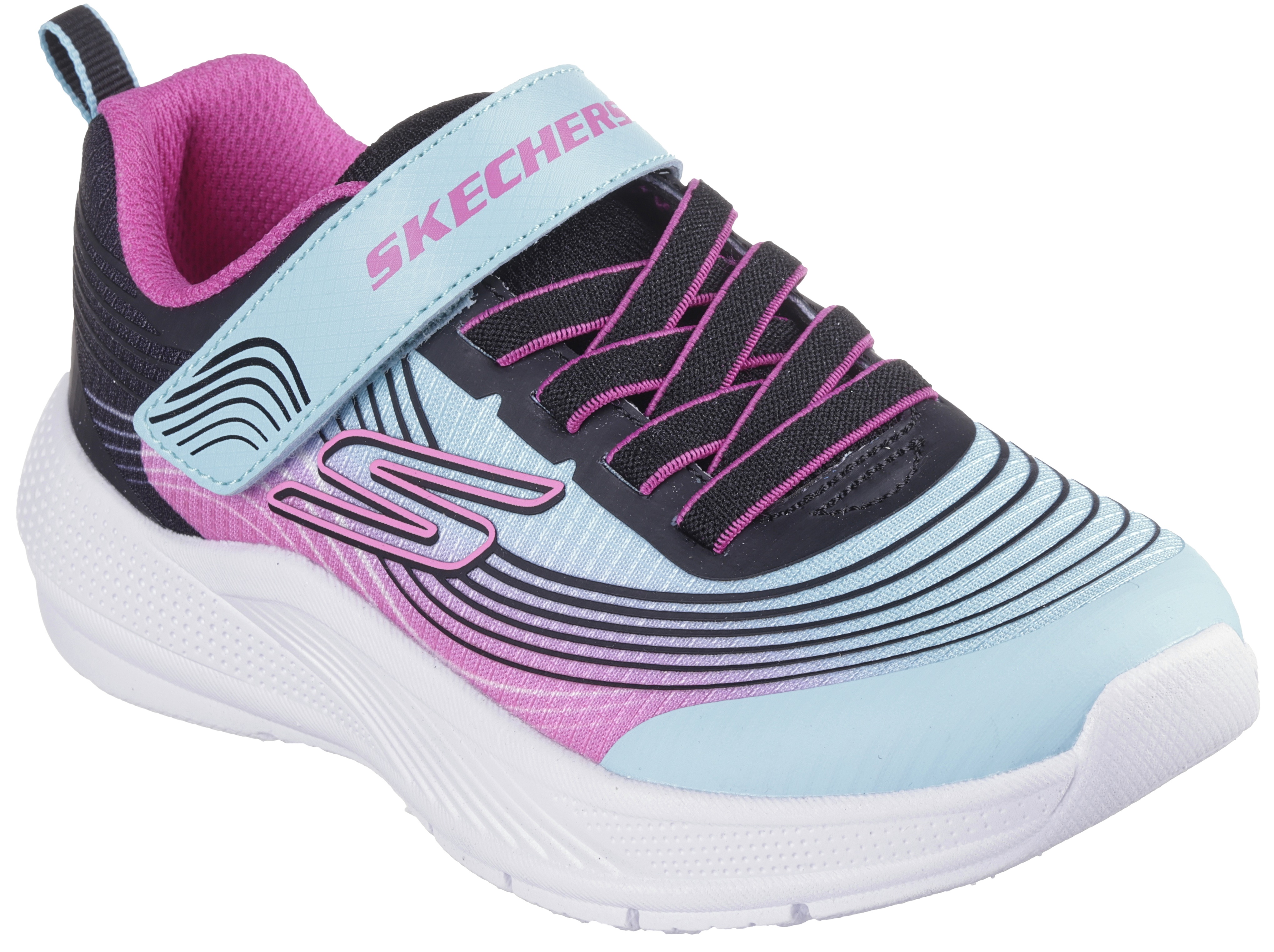 Sneaker SKECHERS "MICROSPEC ADVANCE", Mädchen, Gr. 30, blau (navy, multifarben), Synthetik, Textil, Schuhe Sneaker, Klettschuh, Freizeitschuh mit Gummizug und Klettverschluss