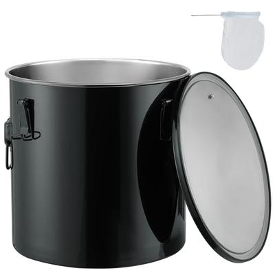 VEVOR Fryer Grease Bucket Rust-Proof Coating Oil Transport Container with Lid Lock Clips for Hot Cooking Oil Filtering