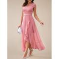 Femmes Robe maxi Robe en Dentelle Robe de Cocktail Robe d'invité de mariage Robe en Chiffon Élégant Formel robe demoiselle d honneur Cocktail Coupe régulière Manche Courte Col en V Noir Rose Claire