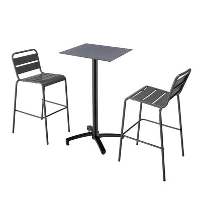 Stuhl Hochdrucklaminat-Tisch in Grau und 2 Hochstühle in Grau