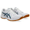 Hallenschuh ASICS "UPCOURT 6", Gr. 46, blau (weiß, vintage indigo), Textil, Synthetik, sportlich, Schuhe, für Hallensport