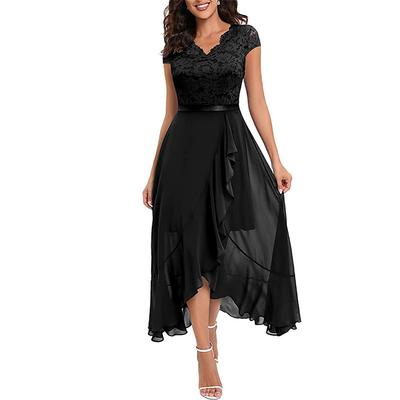 Women's Maxi Dress Lace Dress Cocktail Dress Wedding Guest Dress Chiffon Dress Elegant Formal Wedding Guest Cocktail Party Regular Fit Sleeveless V Neck Black Pink Wine Navy Blue Summer