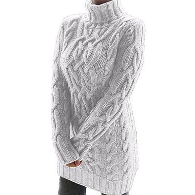 Women's Sweater Dress Jumper Dress Winter Dress Knitwear Basic Casual Solid Color Daily Going out Weekend Turtleneck Long Sleeve Regular Fit Black White Purple S M L XL