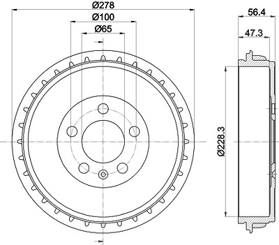 Hella 1x Bremstrommel [Hersteller-Nr. 8DT355303-251] für Audi, Seat, VW, Skoda Image