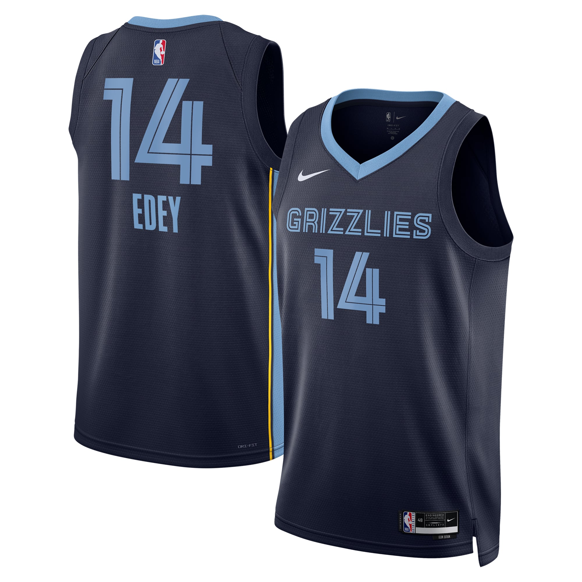Maillot Nike Icon Swingman des Memphis Grizzlies - Bleu marine - Zach Edey - Unisexe - unisexe Taille: S