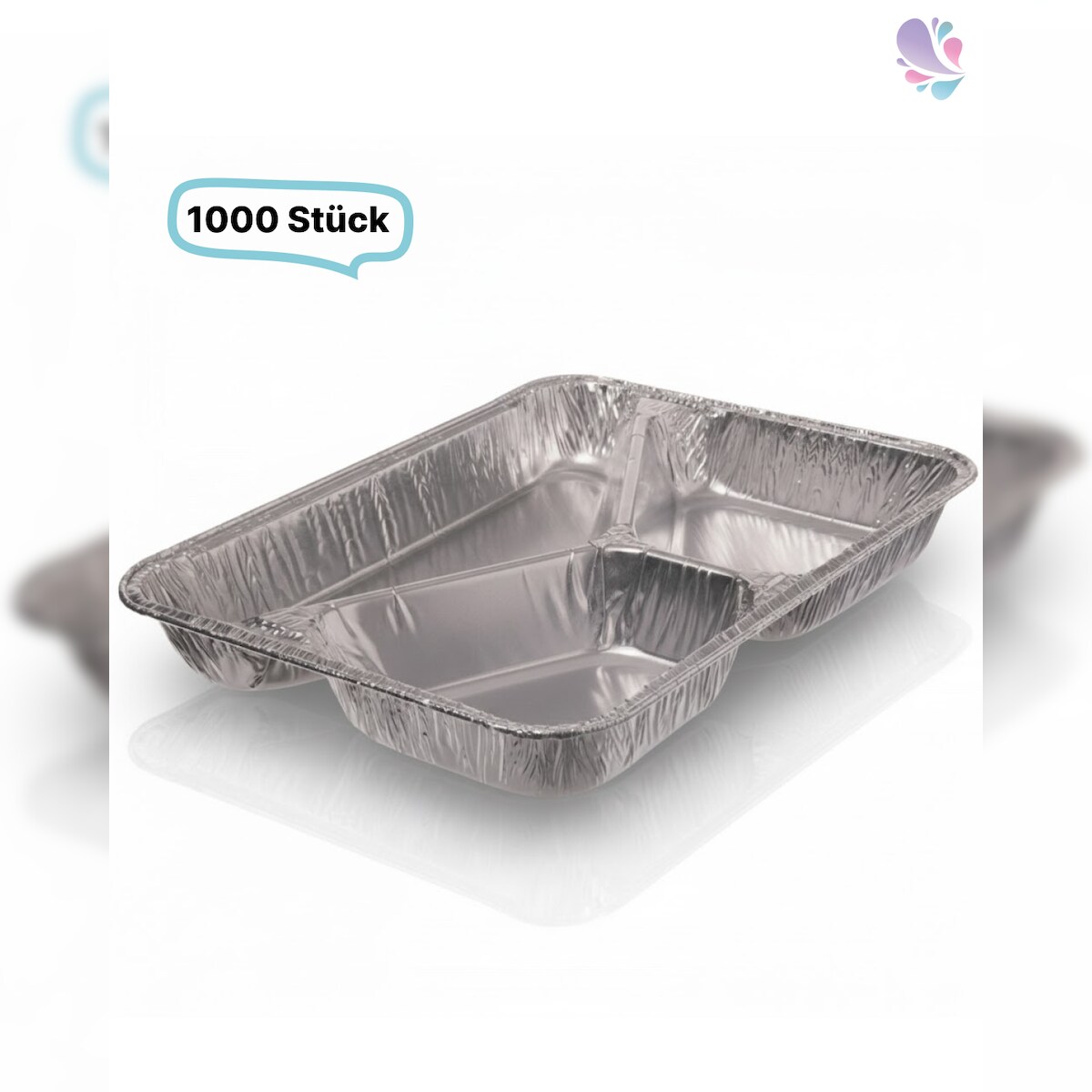 Blanc HYGIENIC Alu-Schale, Menüschale, 760- 930 ml, rechteckig, 1000 Stk, 22,7 x 17,7 x 3 cm, robust, Premium Qualität Image