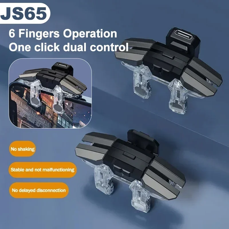 JS65 Six doigts téléphone portable jeu déclencheur poignée contrôleur objectif tir L1 R1 clé bouton manette de jeu pour IOS Android PUBG