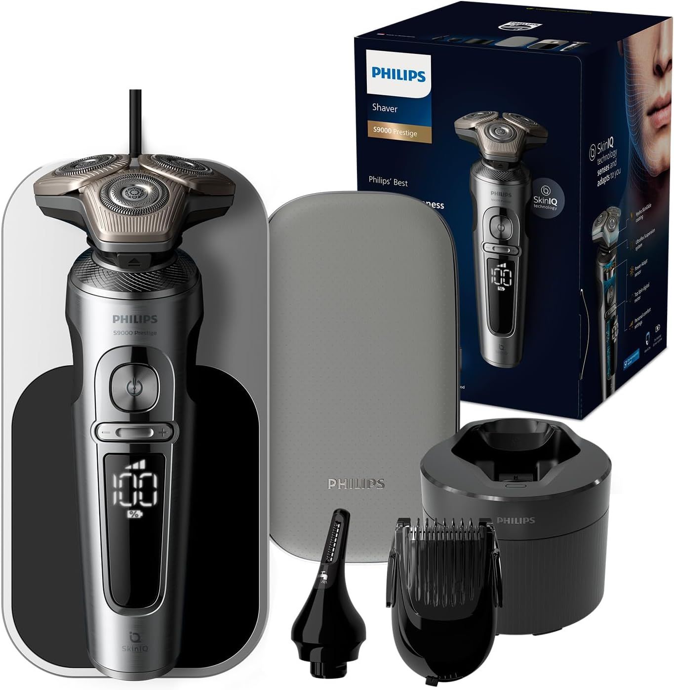Philips S9000 Prestige, rasoio a secco e umido per uomo con tecnologia