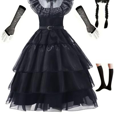 Girls Black Vampire Princess Tutu Dress Cosplay Costumes Gift Halloween