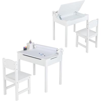 Costway - Kinderschreibtisch mit Stuhl, Kindertisch-Set mit klappbarer Tischplatte, Image
