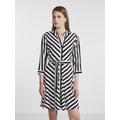Hemdblusenkleid Y.A.S "YASSAVANNA 3/4 SHORT SHIRT DRESS S. NOOS", Damen, Gr. L (40), N-Gr, weiß (star weiß stripes:with schwarz stripes), Web, Obermaterial: 100% Viskose, gestreift, modisch, V-Ausschnitt, 3/4-Ärmel, Kleider, Sommerkleid