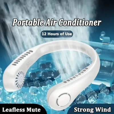 Portable Mini Home Summer Air-cooled Neck Hanging Fan for Outdoor Sports, Running, Travel Without