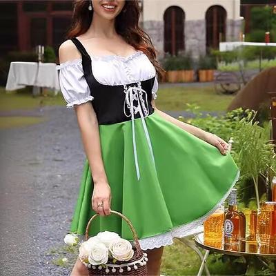 Karneval Oktoberfestbier Kostüm Kleid Dirndl Bayerisch Dienstmädchen Deutsch München Wiesn Damen Stoff im traditionellen Stil Image