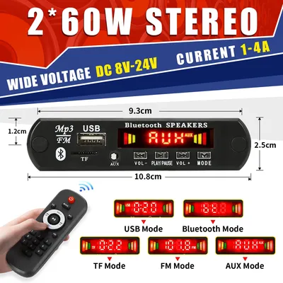 80W 120W Amplifier MP3 Player Module Bluetooth 5.0 Decoder Board 12V 50W 40W Amplifier Car FM Radio