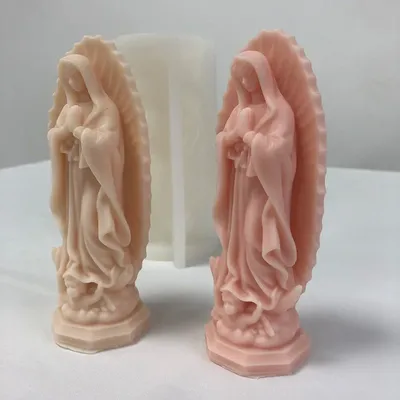 Prayer Madonna Portrait Silicone Candle Molds 3D Virgin Mary Statue Resin Plaster Cement Casting DIY