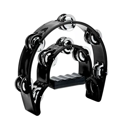 Tambourine Double Row Metal Jingles Hand Held Percussion Half-Moon Tambourines Musical Instrument