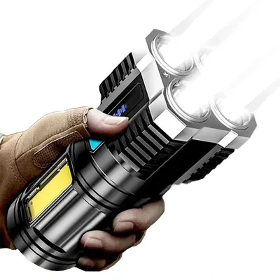 4 Led Mini Rechargeable High Lumens Torch Long Range Powerful Camping Taschenlampe Linterna